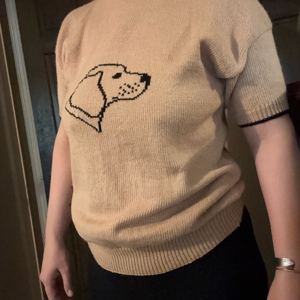 Vintage Camel Hand knit Dog Sweater